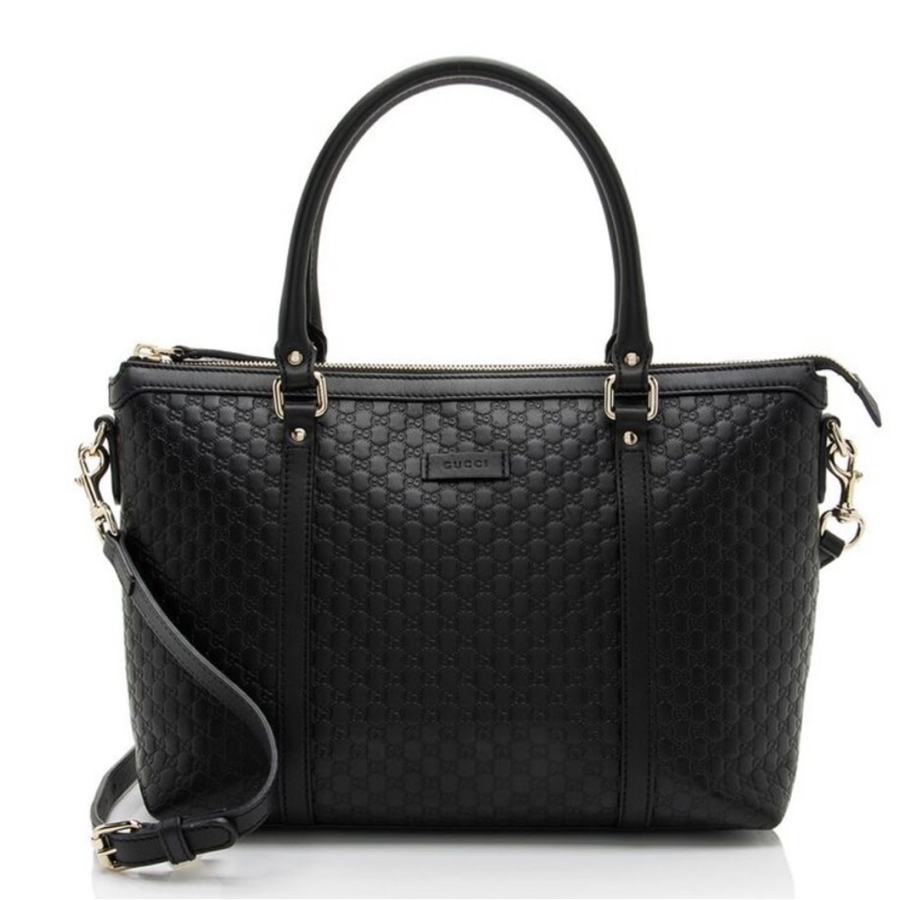 Gucci Black Leather Tote Bag